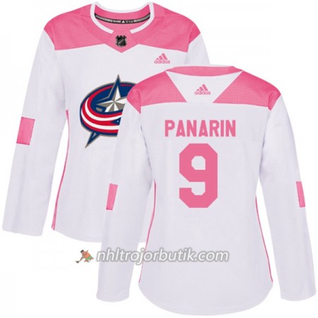 Dame Ishockey Columbus Blue Jackets Tröja Artemi Panarin 9 Adidas 2017-2018 Vit Rosa Fashion Authentic